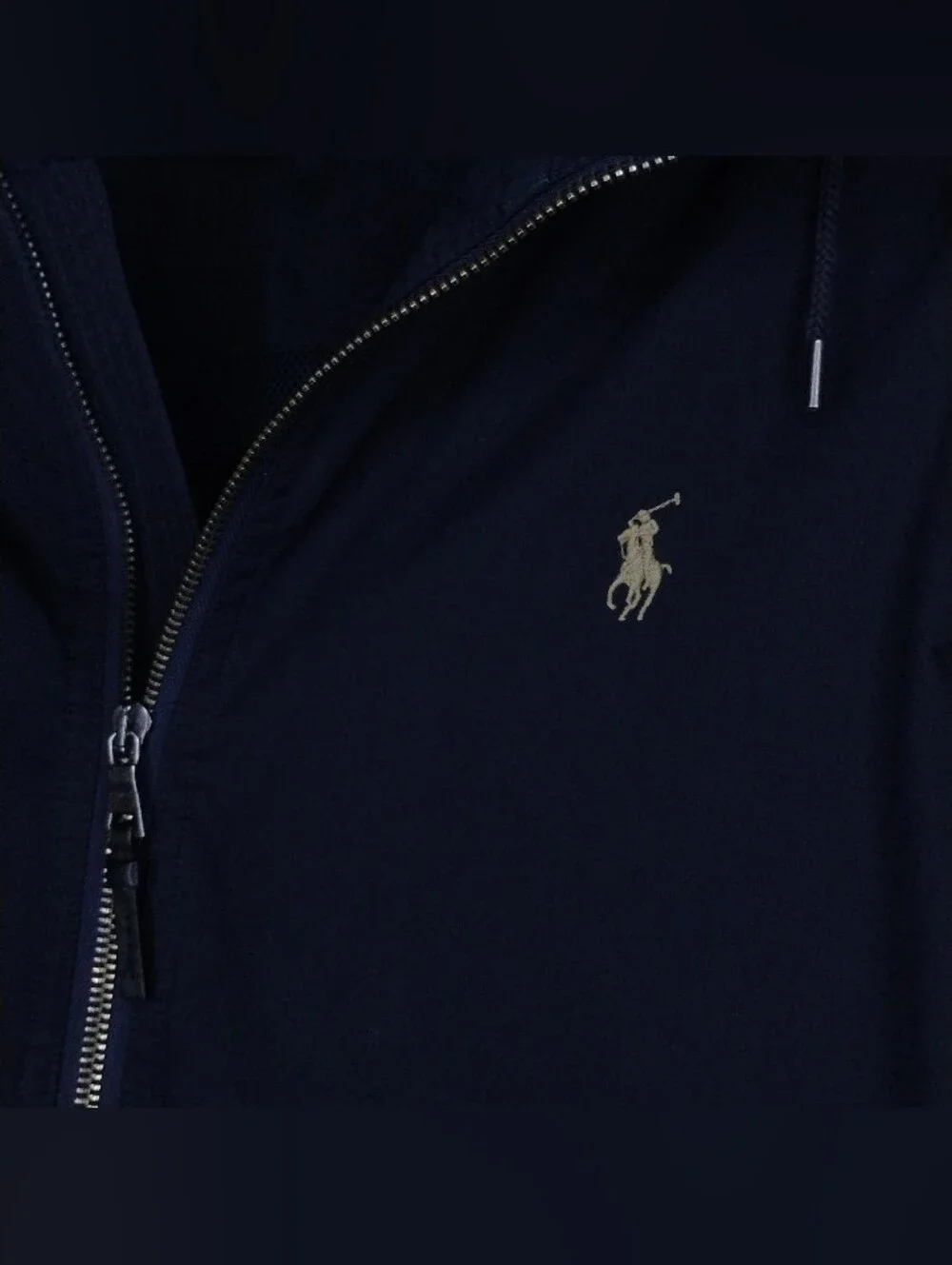 Vintage Mens L Polo Ralph Lauren Navy Hidden Hood Winter Coat Jacket Windbreaker